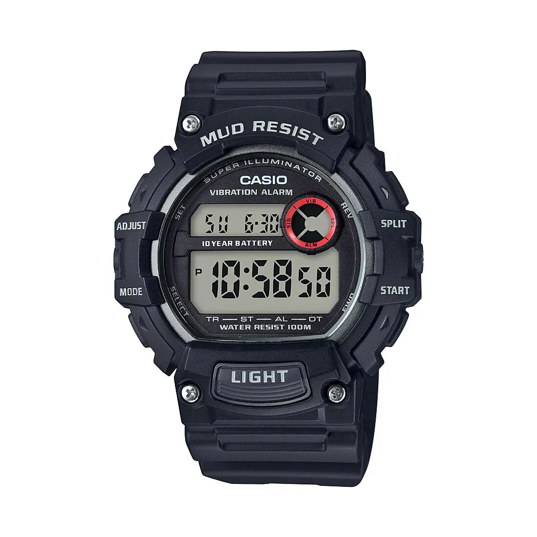 Casio Men`s Quartz Mud Resistant Black Resin Band 46mm Watch TRT-110H-1AVCF