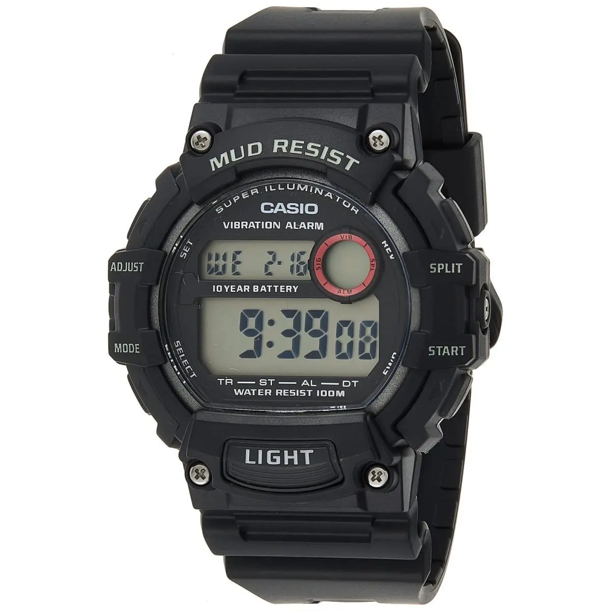 Mud Resistant Stainless Steel Quartz Watch with Resin Strap Black 27.6 by Casio