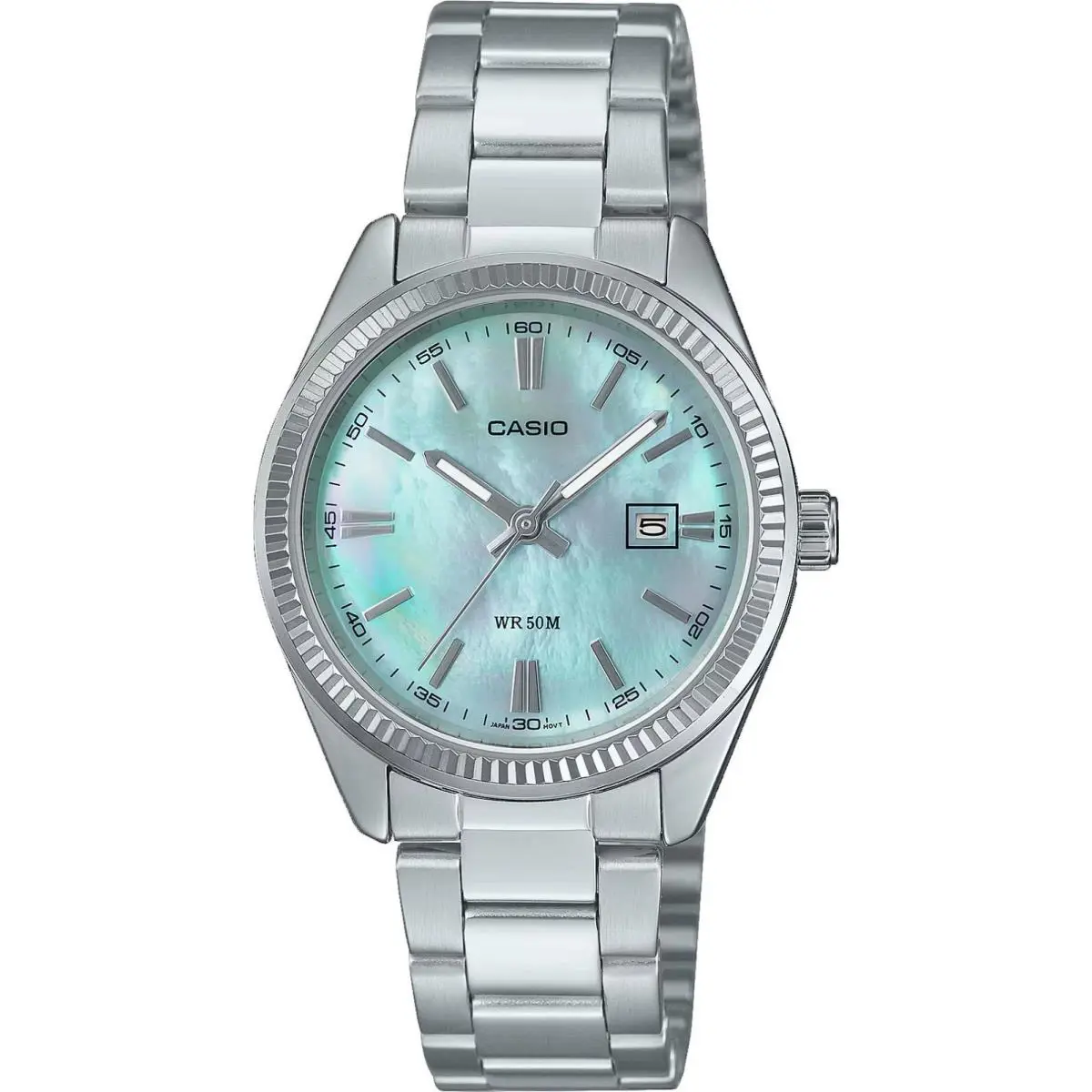 Casio Ladies` Mother of Pearl Dial Stainless Steel Band Watch LTP-1302DS-2A