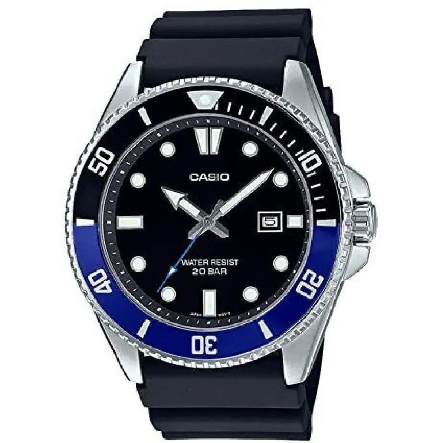 Casio Core Analog Black Strap Black/blue Bezel Men s Watch MDV106B-1A1V