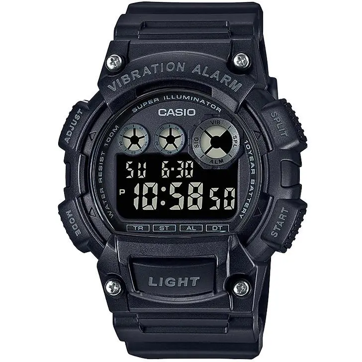 Men`s Quartz Illuminator Black Resin Band 37mm Watch W735H-1BV by Casio