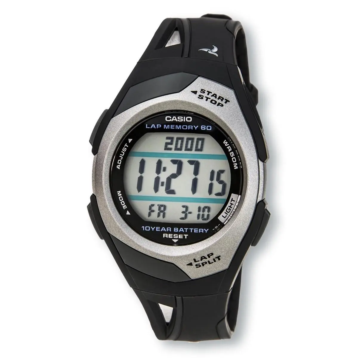Casio STR300C-1V 60-Lap Digital Running Watch Black Silver