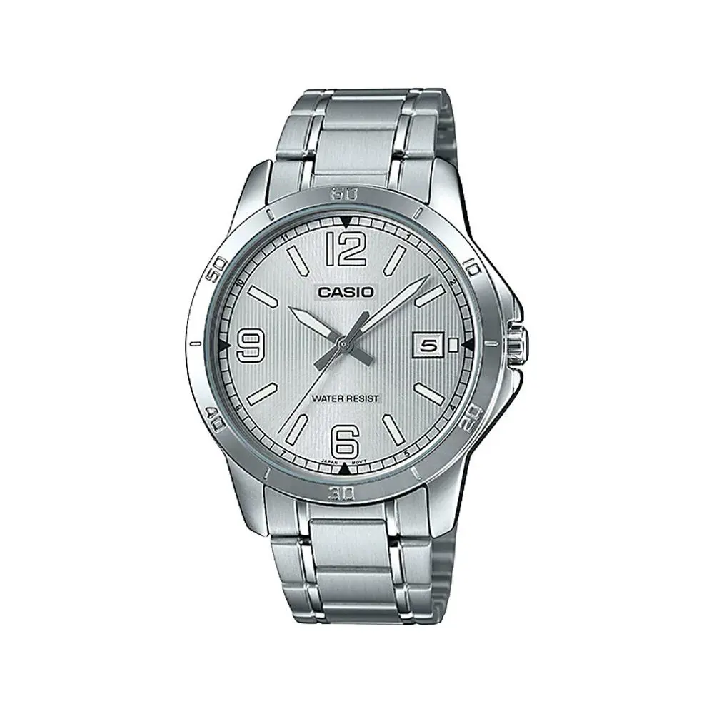 Casio MTP-V004D-7B2 Men`s Dress Stainless Steel Silver Dial Analog Date Watch
