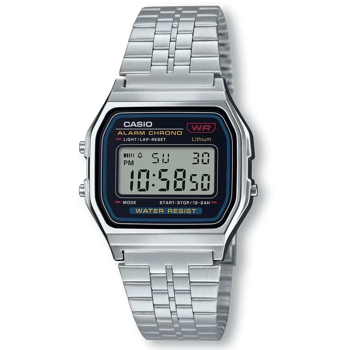 Casio Vintage A159W-N1D Digital Stainless Steel Band Watch