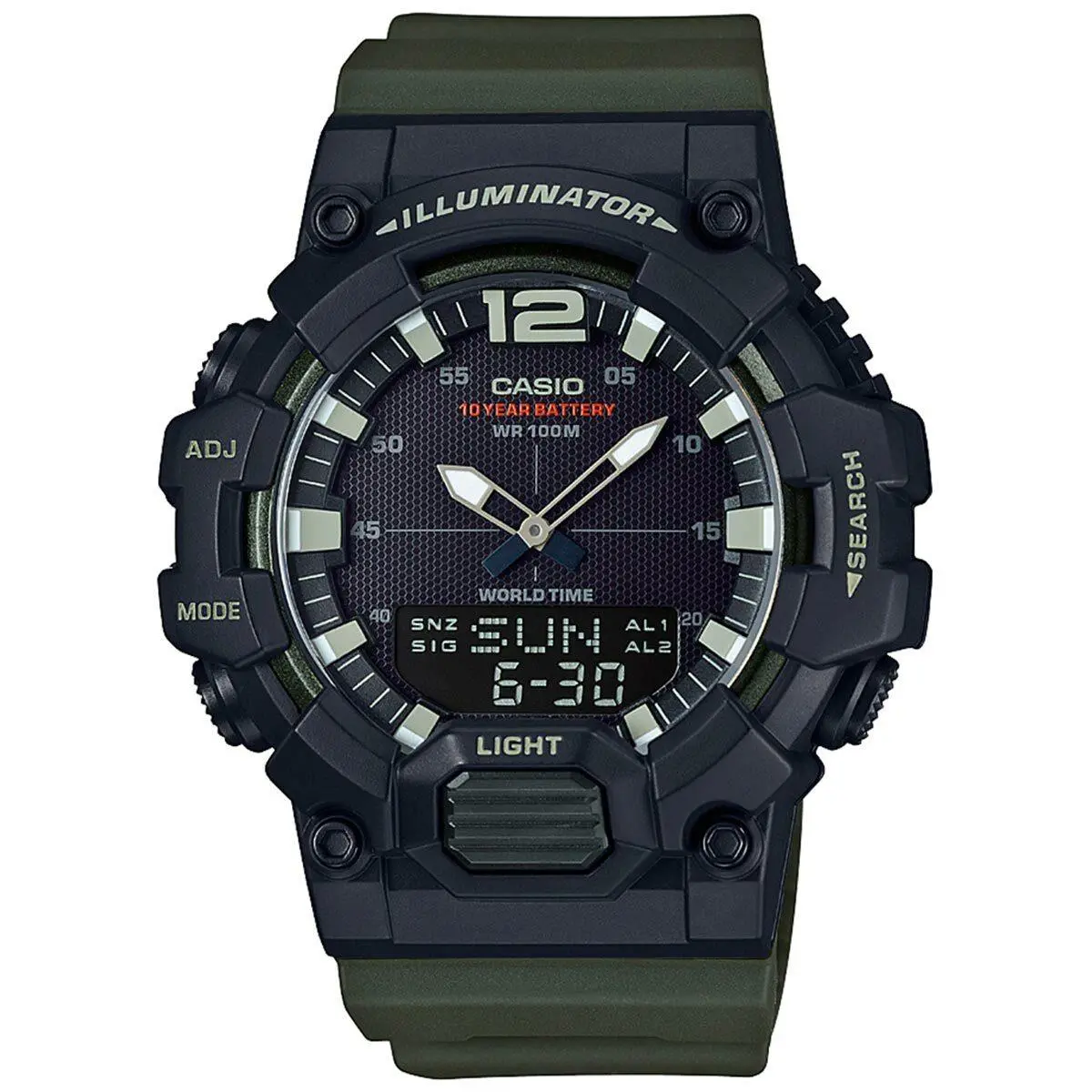 Casio Men`s Quartz Illuminator Green Resin Band Band 48mm Watch HDC700-3AV
