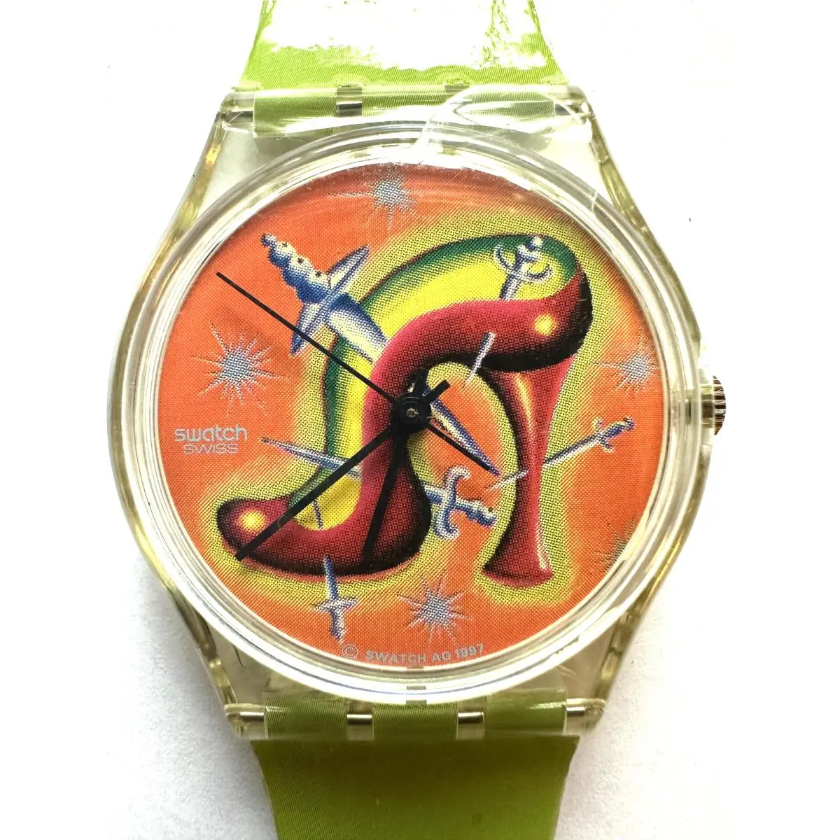 Swatch Watch Stiletto GK270 Limited Edition by Cisco Jimenez 1998 w/ Artwork