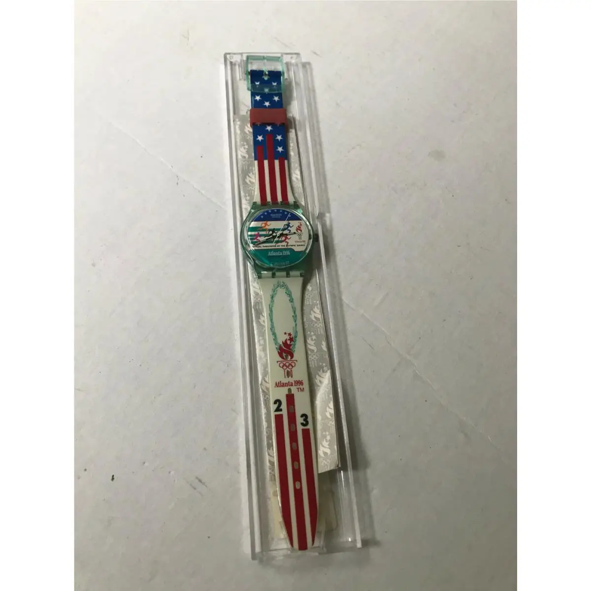 Swatch Watch GZ145 In Case Atlanta Laurels Olympic Games 1996