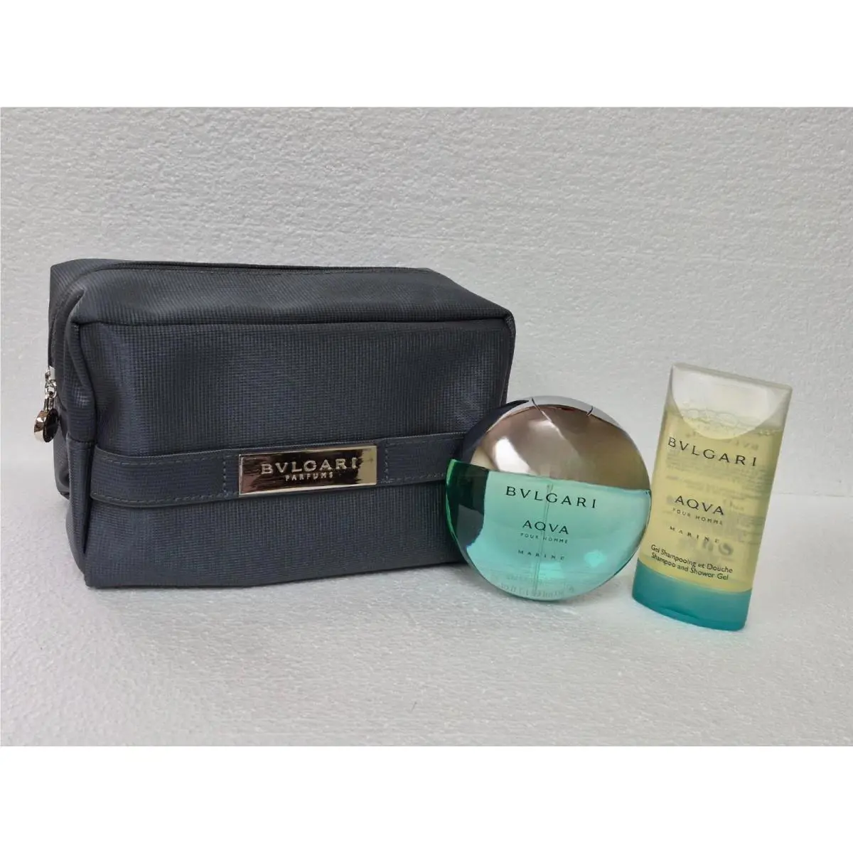Bvlgari Bulgari Aqua Pour Homme Marine Men Set 1.7 Edt Spray 2.5 Shower Gel Pouch