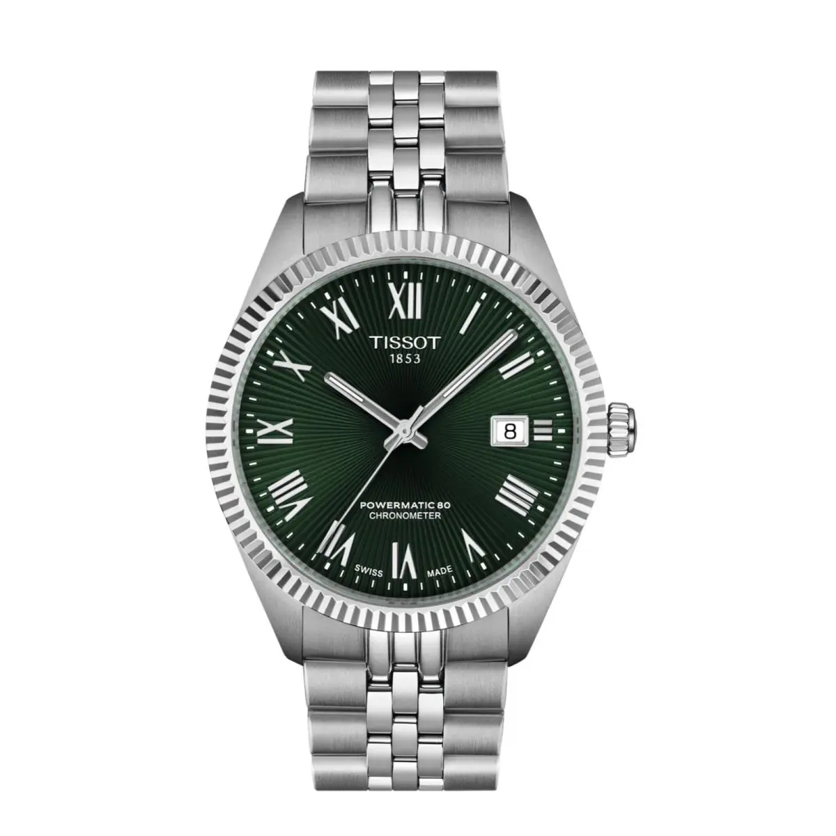 Tissot Ballade T156.408.11.093.00 39 mm Steel Green Dial Automatic Men`s Watch - Dial: Green, Band: Silver, Bezel: Silver
