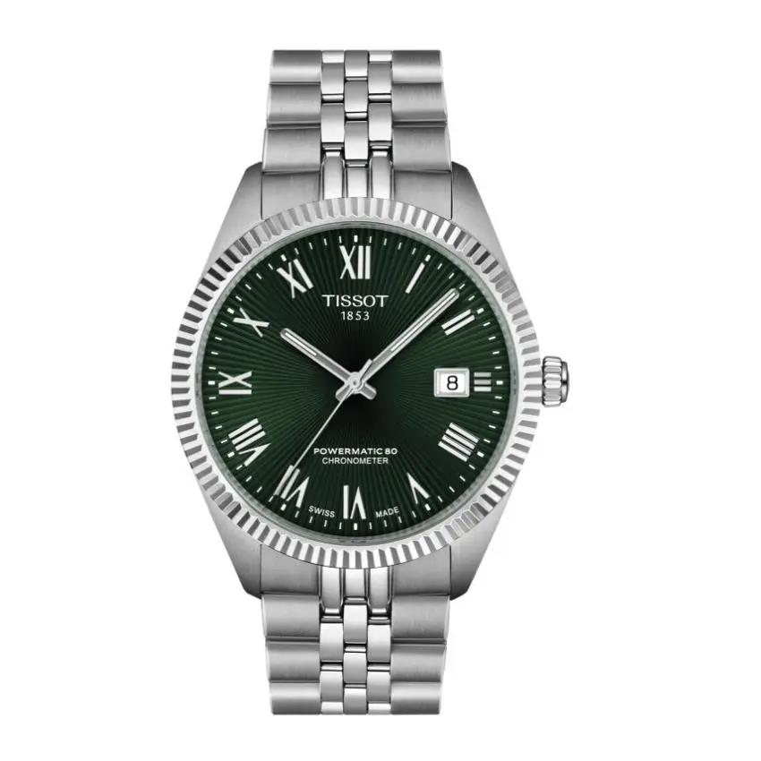Tissot Ballade Swiss Automatic Green Dial 39mm Men`s Watch T1564081109300 - Dial: Green, Band: Grey / Silver, Bezel: Silver