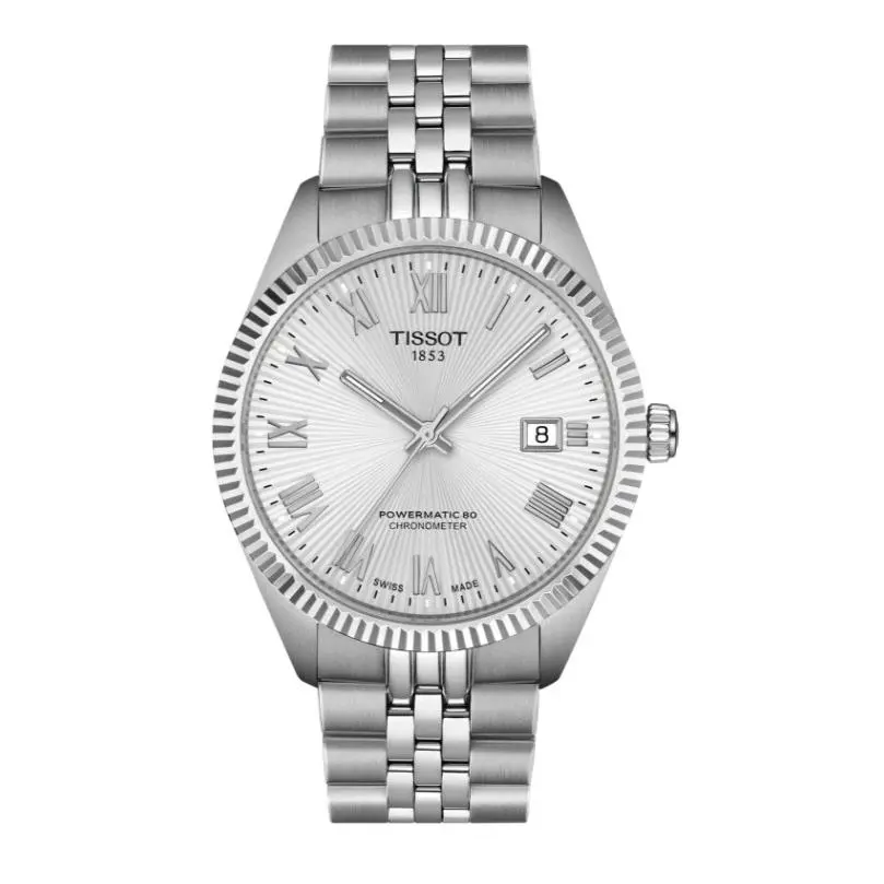 Tissot Ballade Swiss Automatic Silver Dial 39mm Men`s Watch T1564081103300 - Dial: Silver, Band: Grey, Bezel: Grey / Silver