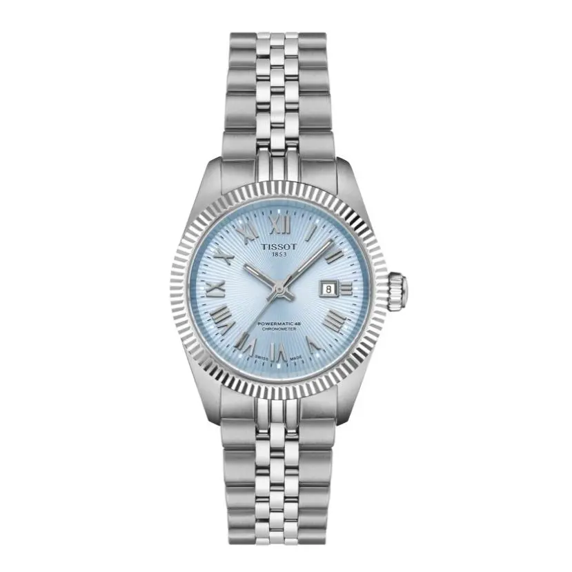Tissot Ballade Swiss Automatic Ice Blue Dial 30mm Men`s Watch T1562081135300 - Dial: Ice Blue, Band: Grey / Silver, Bezel: Grey / Silver