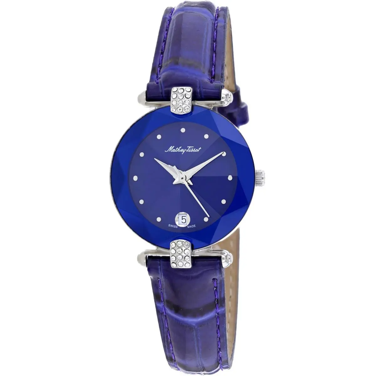 Mathey Tissot Women`s Watch Pyramide Quartz Blue Dial Leather Strap P316F