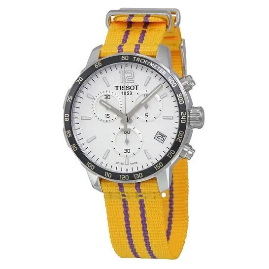 Tissot Quickster Lakers Nba Special Edition Men`s Watch T0954171703705 - Dial: White, Band: Purple, Yellow, Bezel: Black