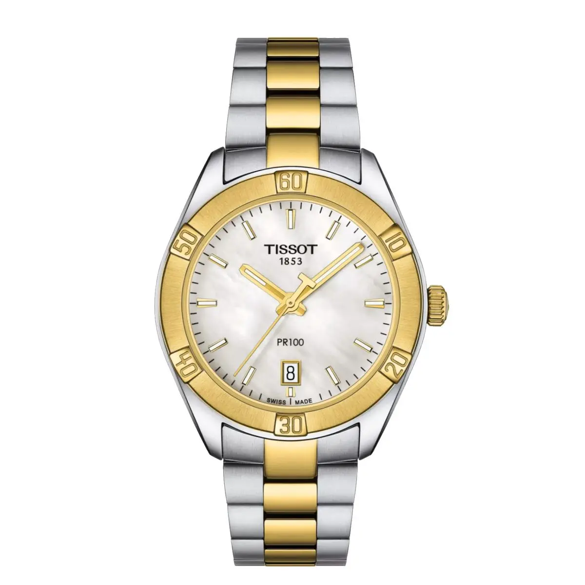 Tissot PR 100 T101.910.22.111.00 36 mm Mop Two Tone Steel Quartz Women`s Watch