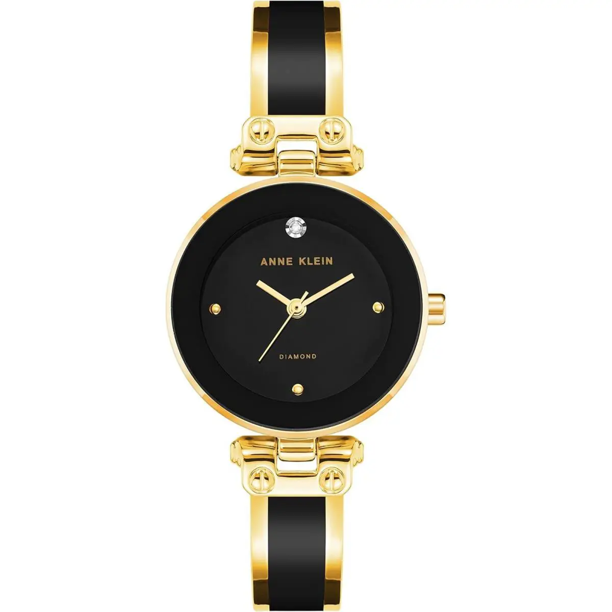 Anne Klein Women`s Diamond-accented Black and Gold Watch
