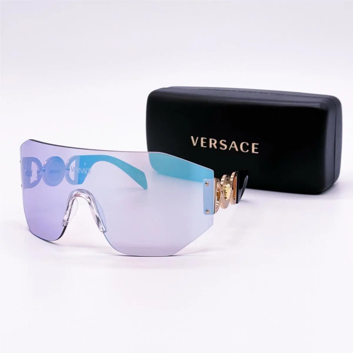 Versace VE2258 1002/MA Shield Mirror Blue Unisex Sunglasses Mod 2258 1002MA