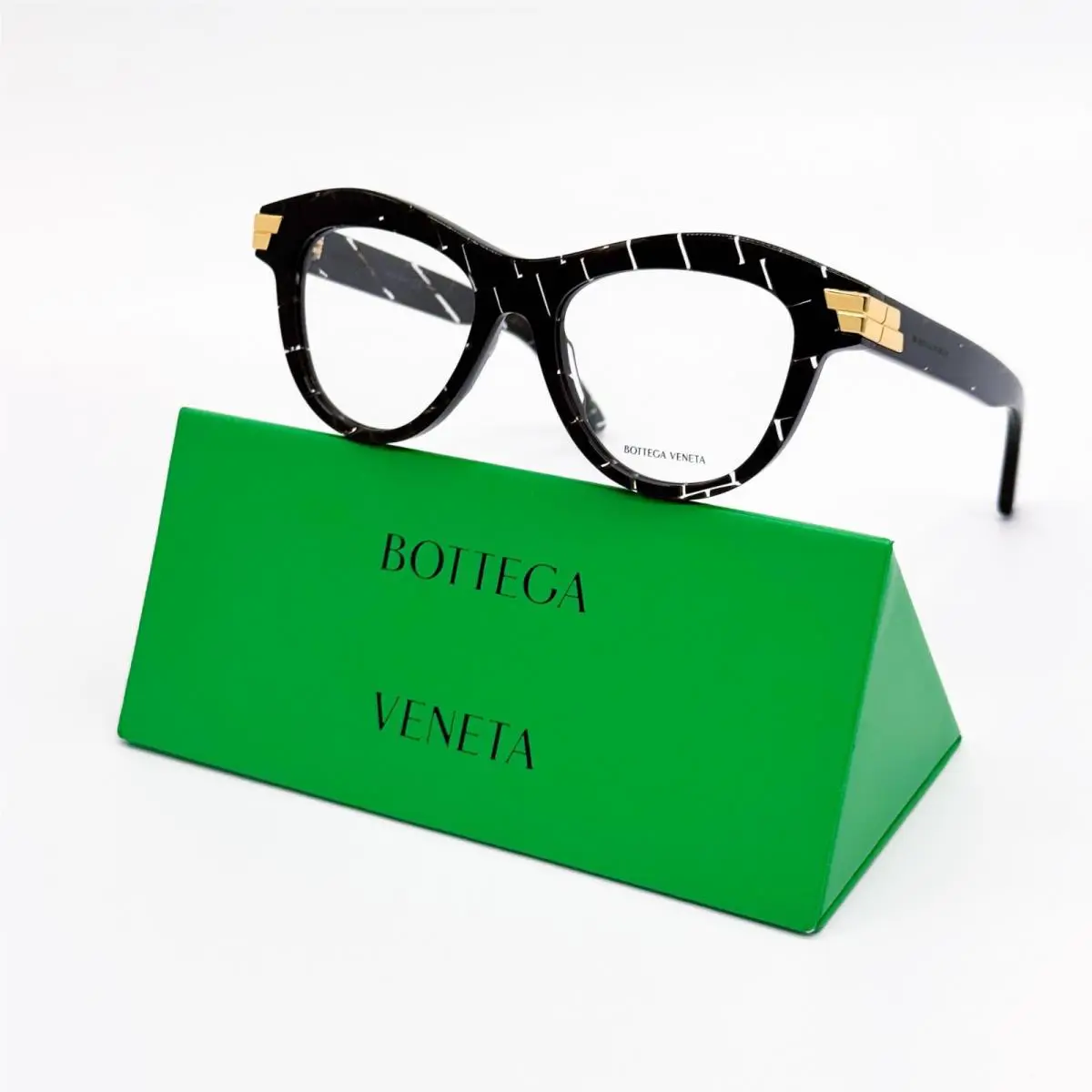 Bottega Veneta Eyeglasses BV1105O 003 Cat Eye Havana/white Women Eyewear