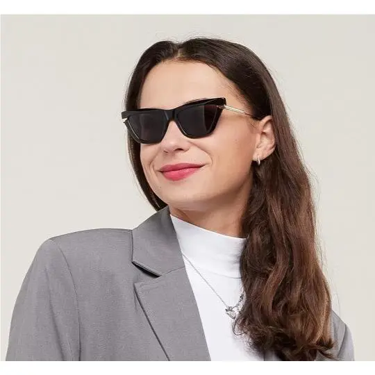 Bottega Veneta BV1241S 001 Sunglasses Women Black Gold Cat Eye Sunglasses
