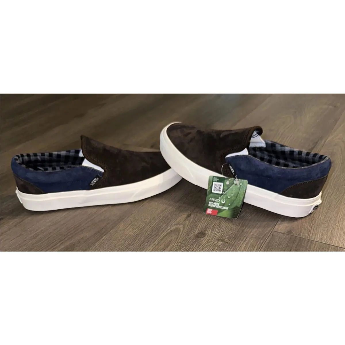 Vans Classic Slip On Water Repellant Skate Shoes Men’s 6.5 Womens 8 Brown Blue