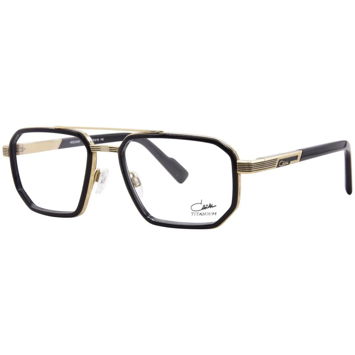 Cazal 6036 001 Eyeglasses Frame Men`s Black/gold Full Rim Square Shape 55mm