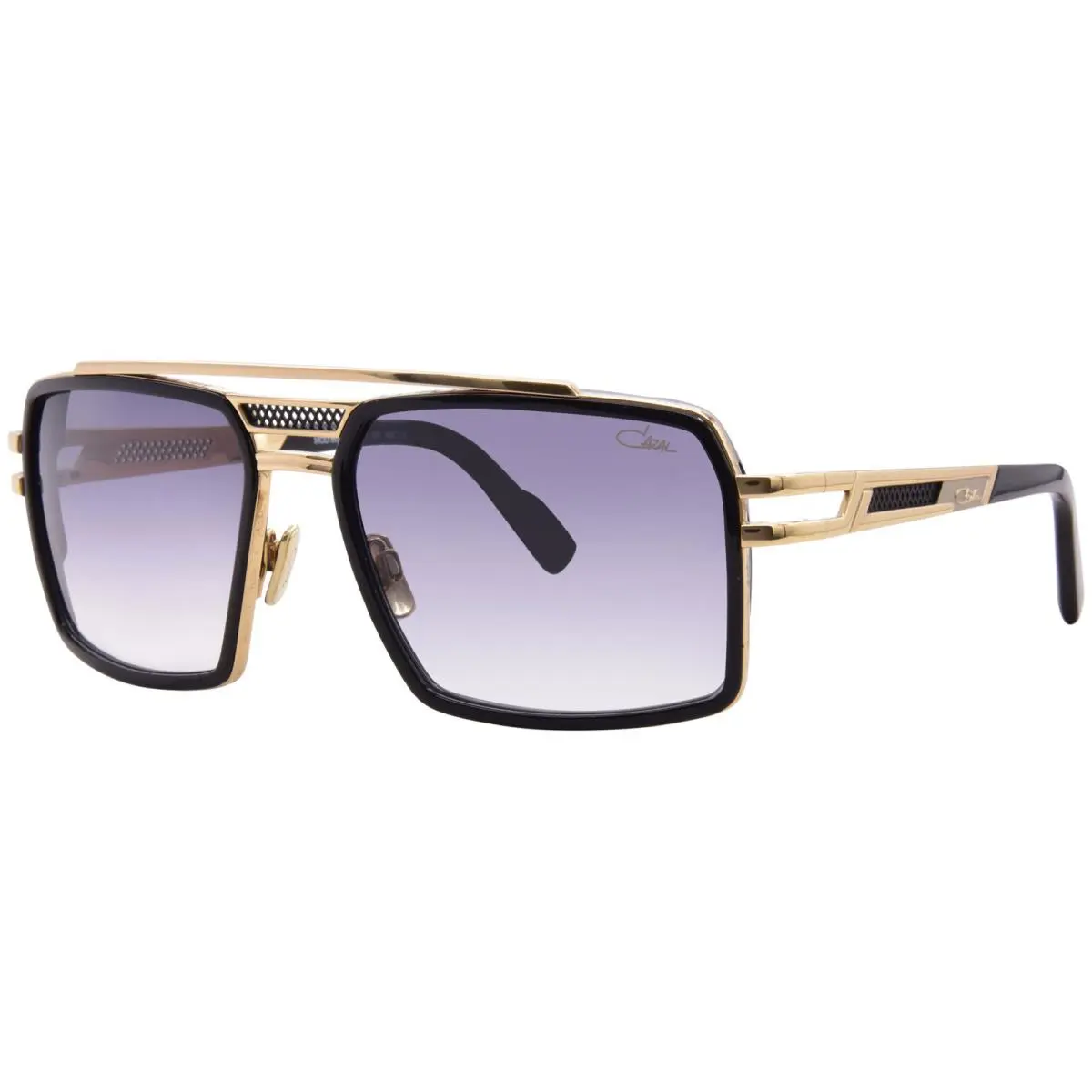 Cazal 6033 001 Sunglasses Men`s Black/gold/grey Gradient Lens Square Shape 60mm