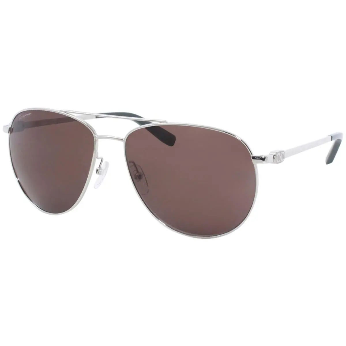 Salvatore Ferragamo Men`s SF 157S 157/S 045 Silver/olive Pilot Sunglasses 60mm