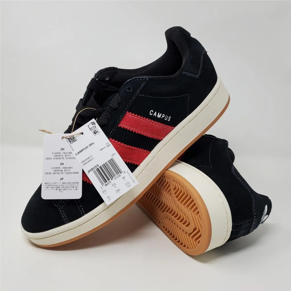 Adidas Campus 00s Black / Red JH8059 - Men`s Size 10