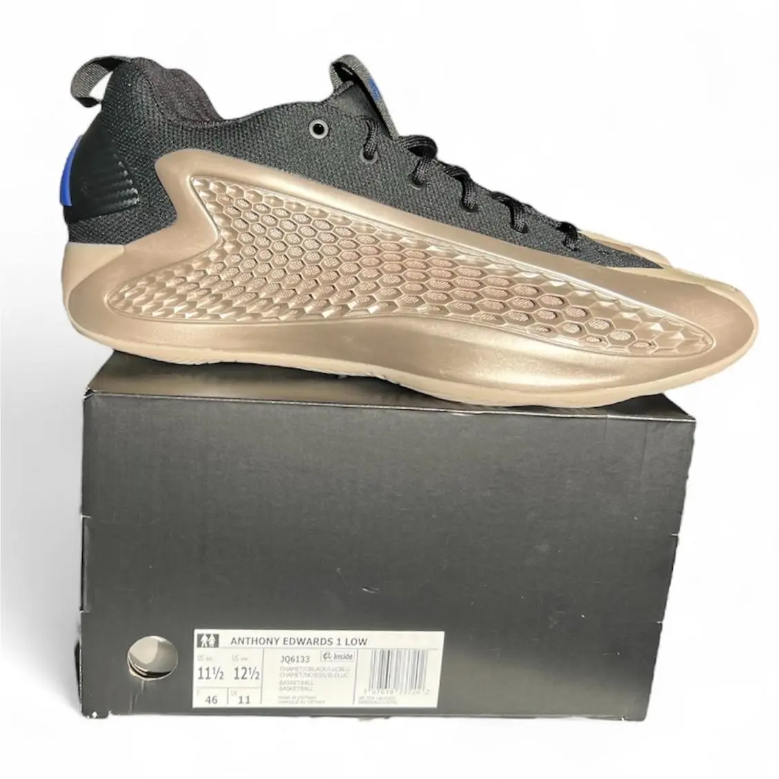 Adidas Anthony Edwards 1 Low Size 11.5 Basketball Shoes Champagne JQ6133 Nby