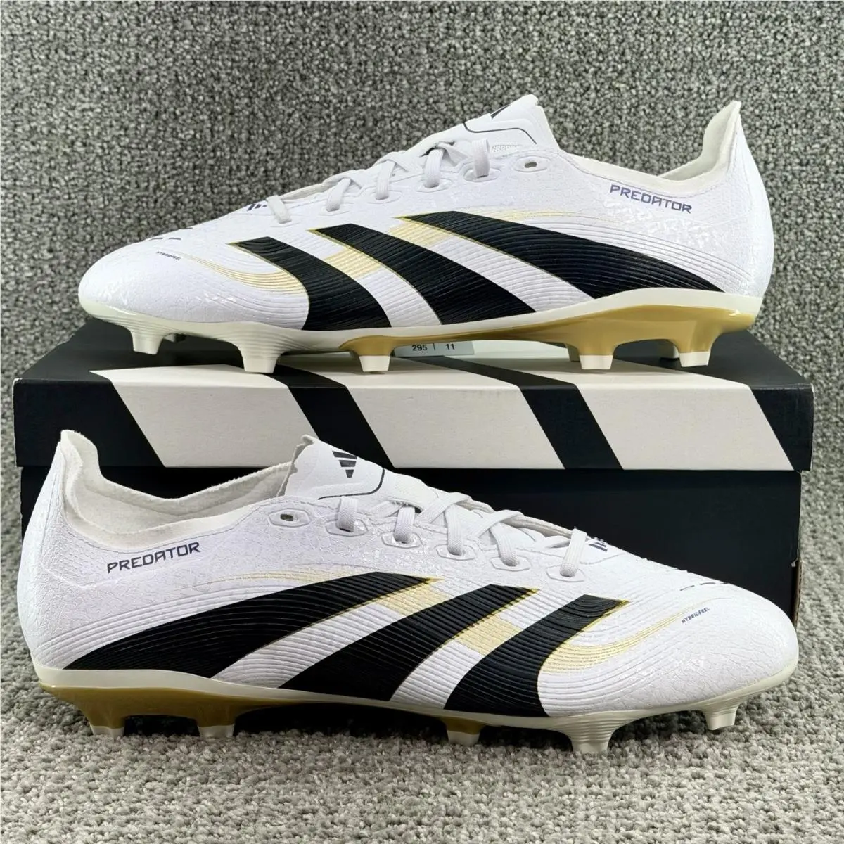 Adidas Predator League Fg/mg White Metallic Gold Cleats JI1116 Men`s Size 11.5