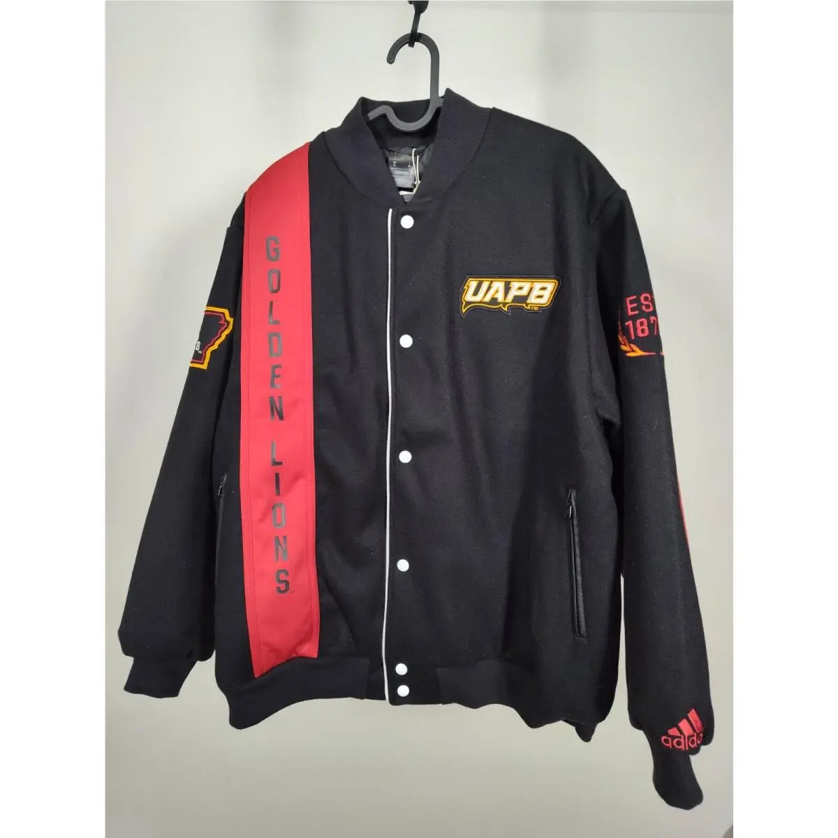 University of Arkansas Uapb Golden Lions Men Rib Poly Varsity Jacket Size Large by Adidas