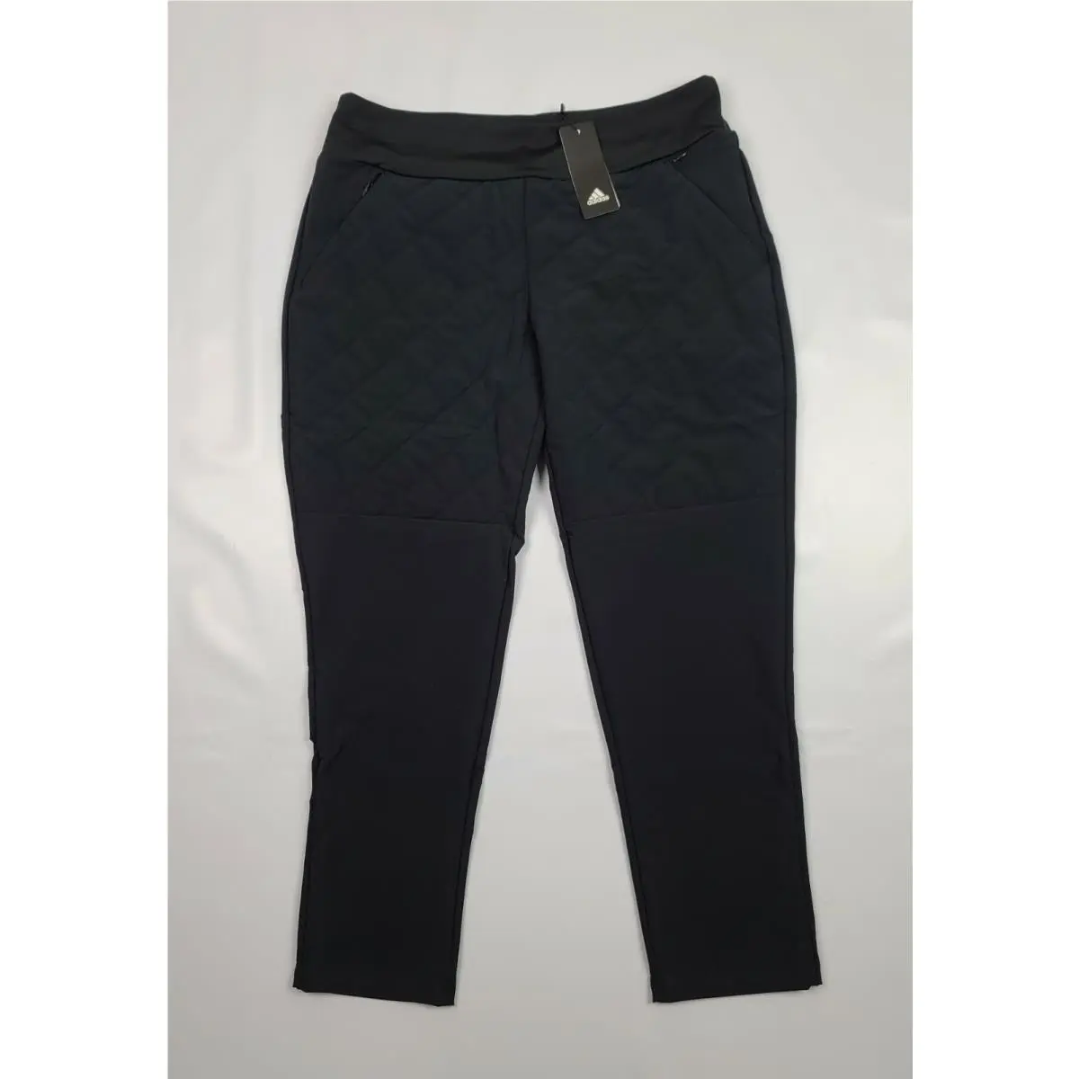 Adidas Mens Black Quilted Pant DZ6473 Large Zipper Pockets