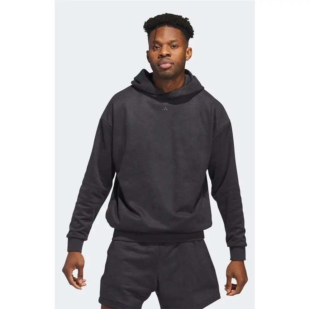 Adidas Basketball Suede Oversized Hoodie Carbon Black Men`s Large IN7705