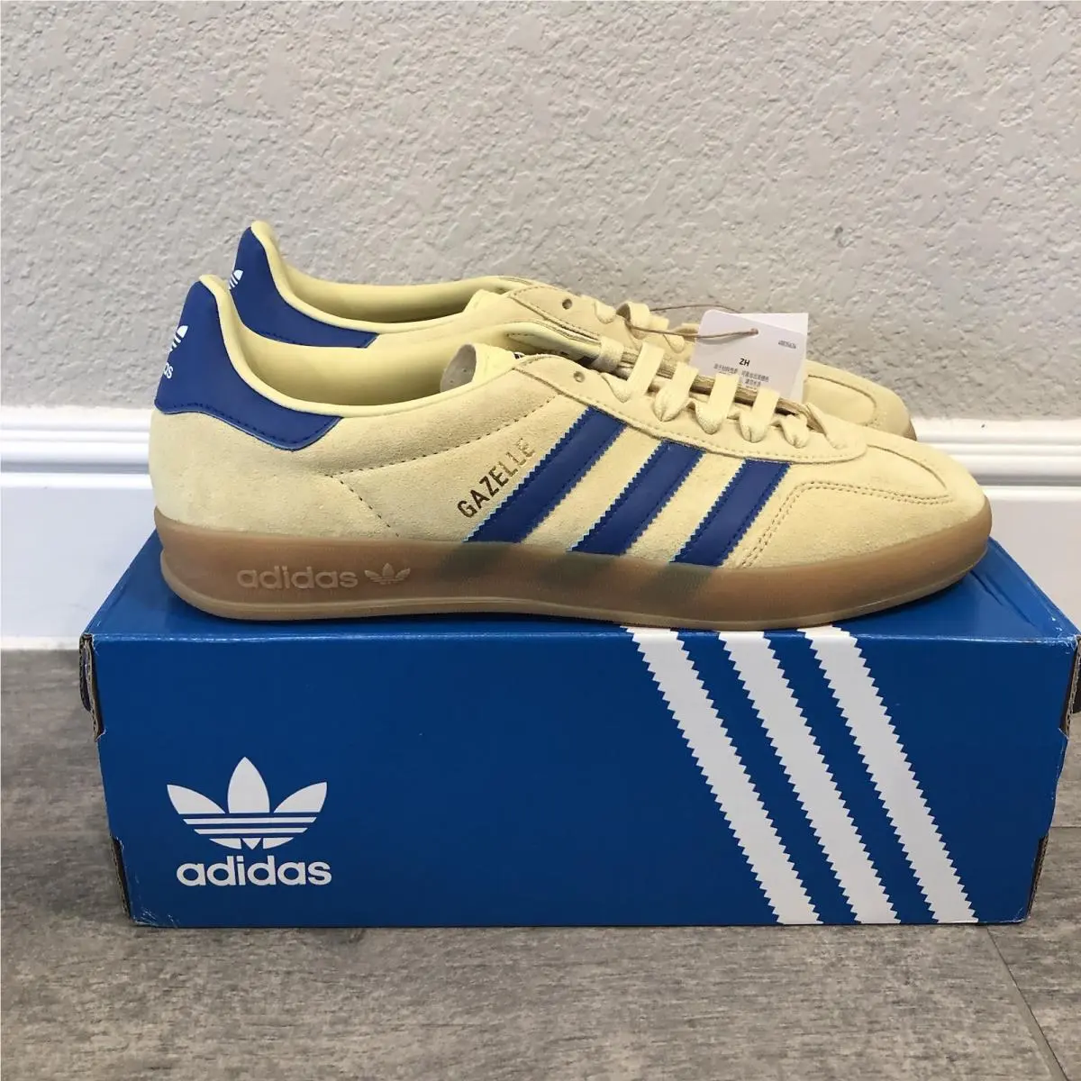 Adidas Gazelle Sneakers Yellow Royal Blue Men’s Shoes Size 9