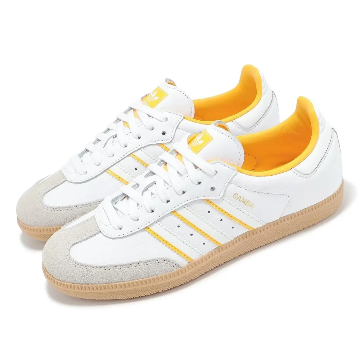 Adidas Originals Samba OG Mens Size 10 White Crew Yellow Gum Casual Shoes ID1479 - White