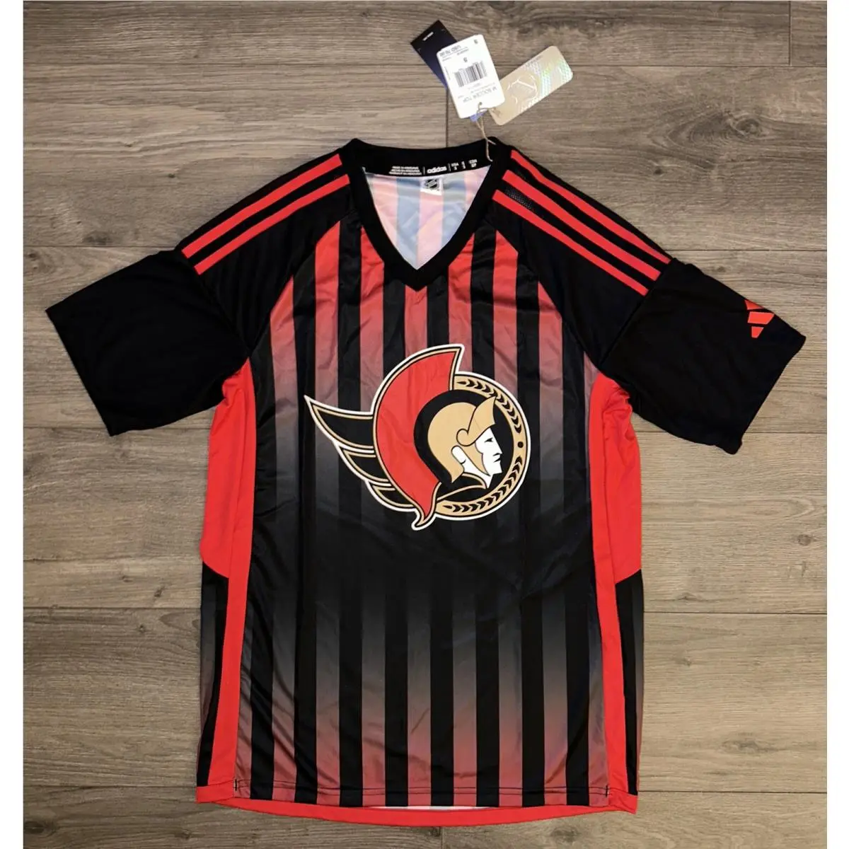 Adidas Nhl Ottawa Senators Aeroready Soccer Jersey Mens Small Striped Shirt