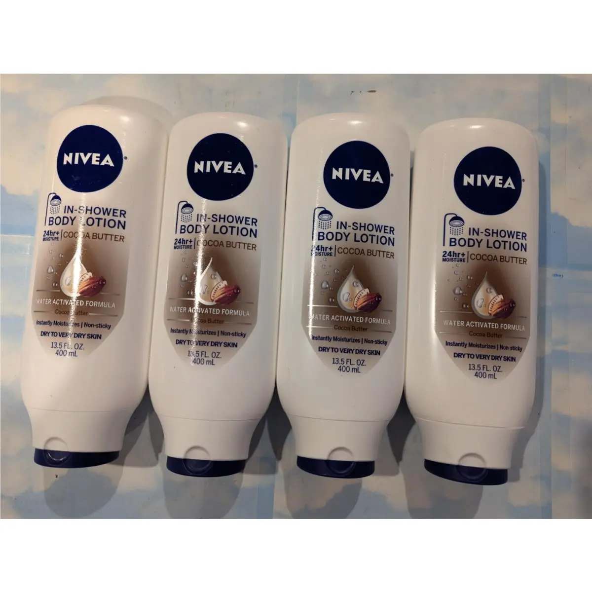Lot 4  Cocoa Butter In-shower Body Lotion Dry Skin 13.5 FL OZ by Nivea