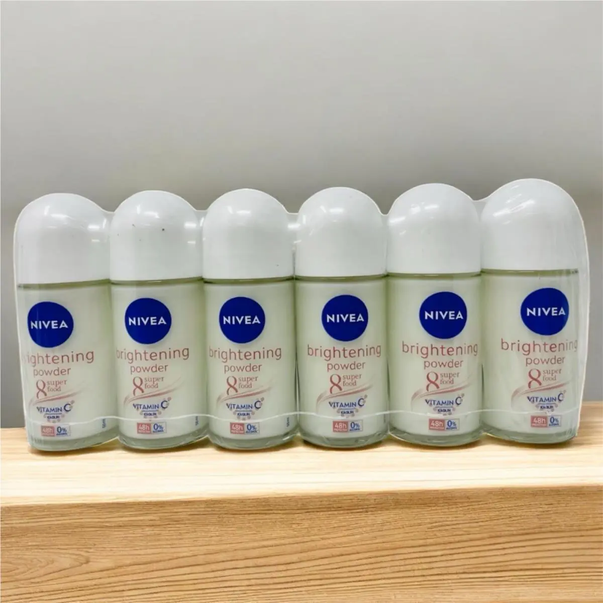 Nivea Brightening Powder Roll -on 6PK 0 Alcohol 48h Protection 50 ml Each