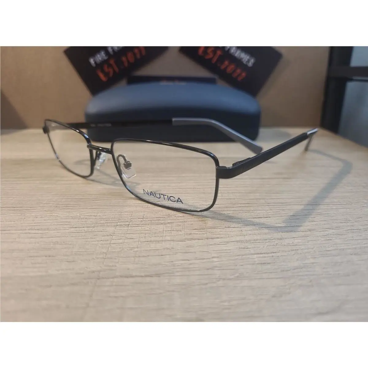 Nautica N7221 010 Jet Black Eyeglasses Frames Rectangular Full Rim 55-18-140