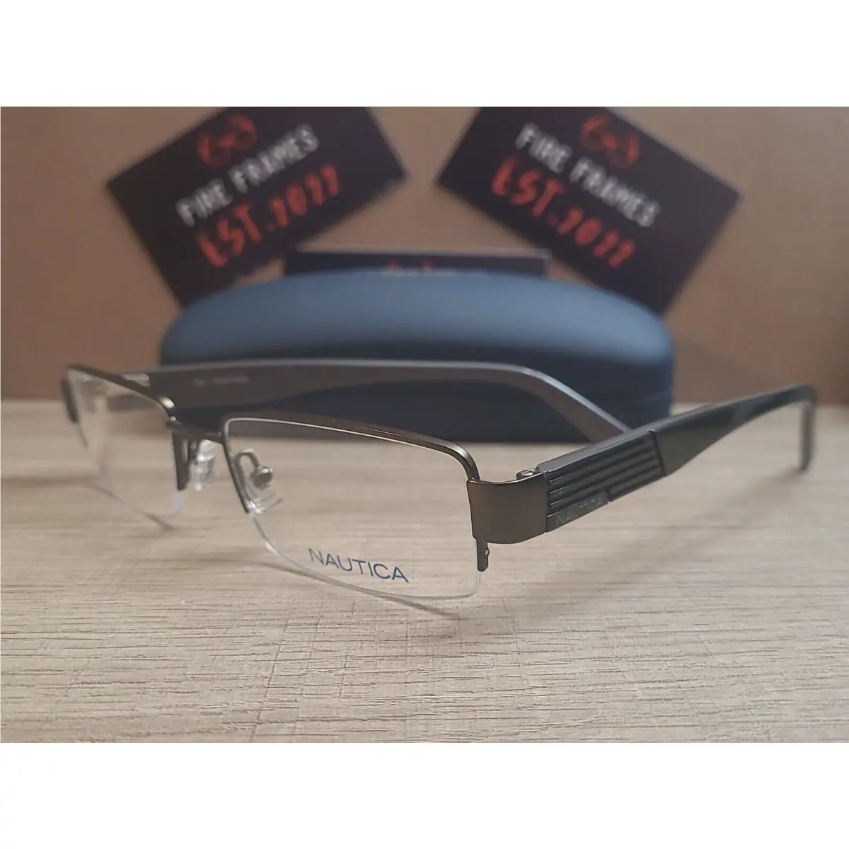 Nautica N7226 302 Camo Green Half Rim Eyeglasses Frames Rare Find 54-18-140