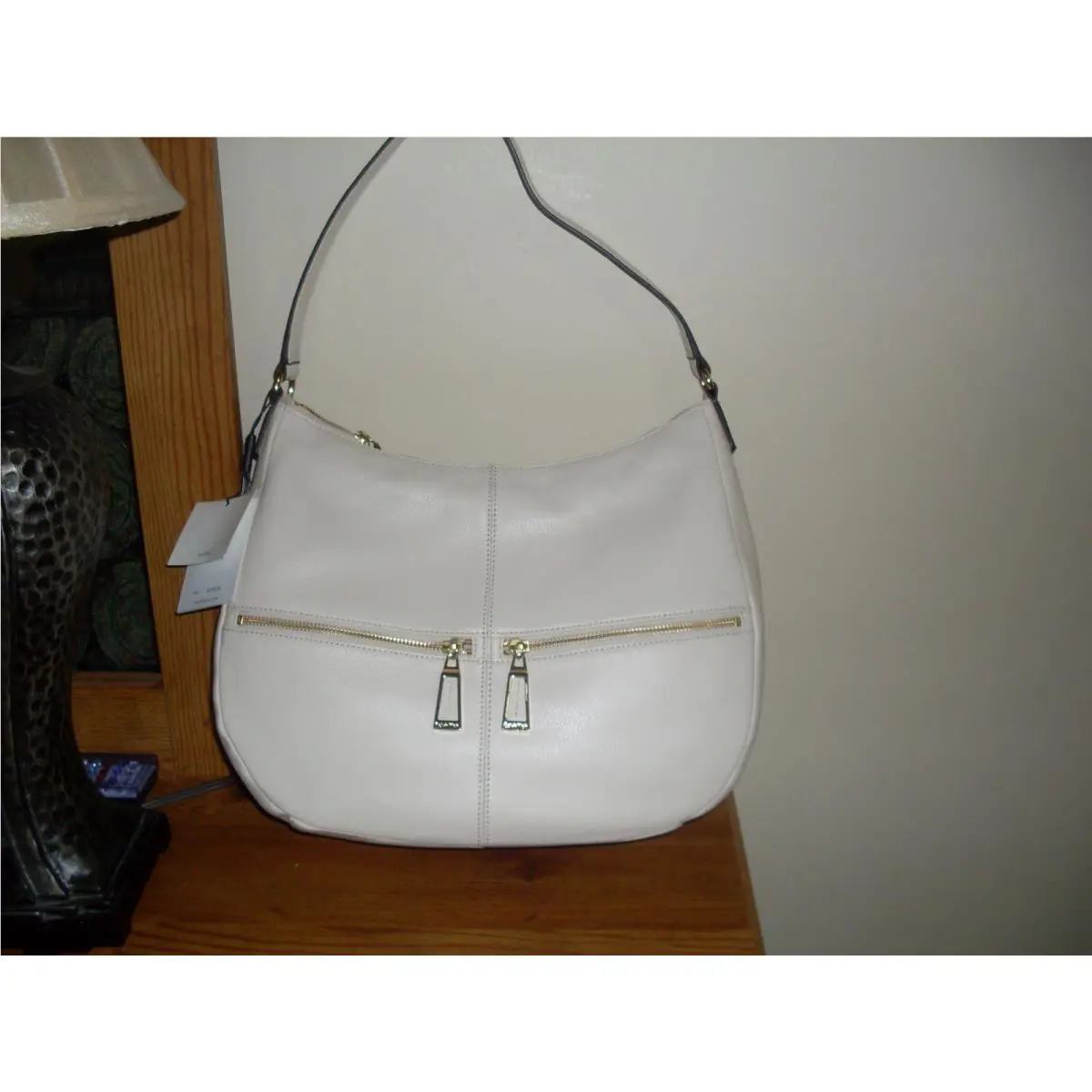 Calvin Klein Ivory Pebble Leather Purse Bag Satchel Tote Hobo