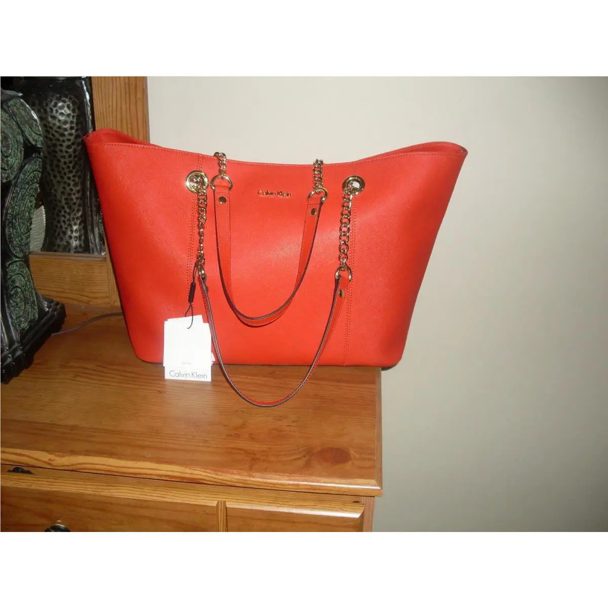 Calvin Klein Saffiano Red Satchel/tote H3JA11JC