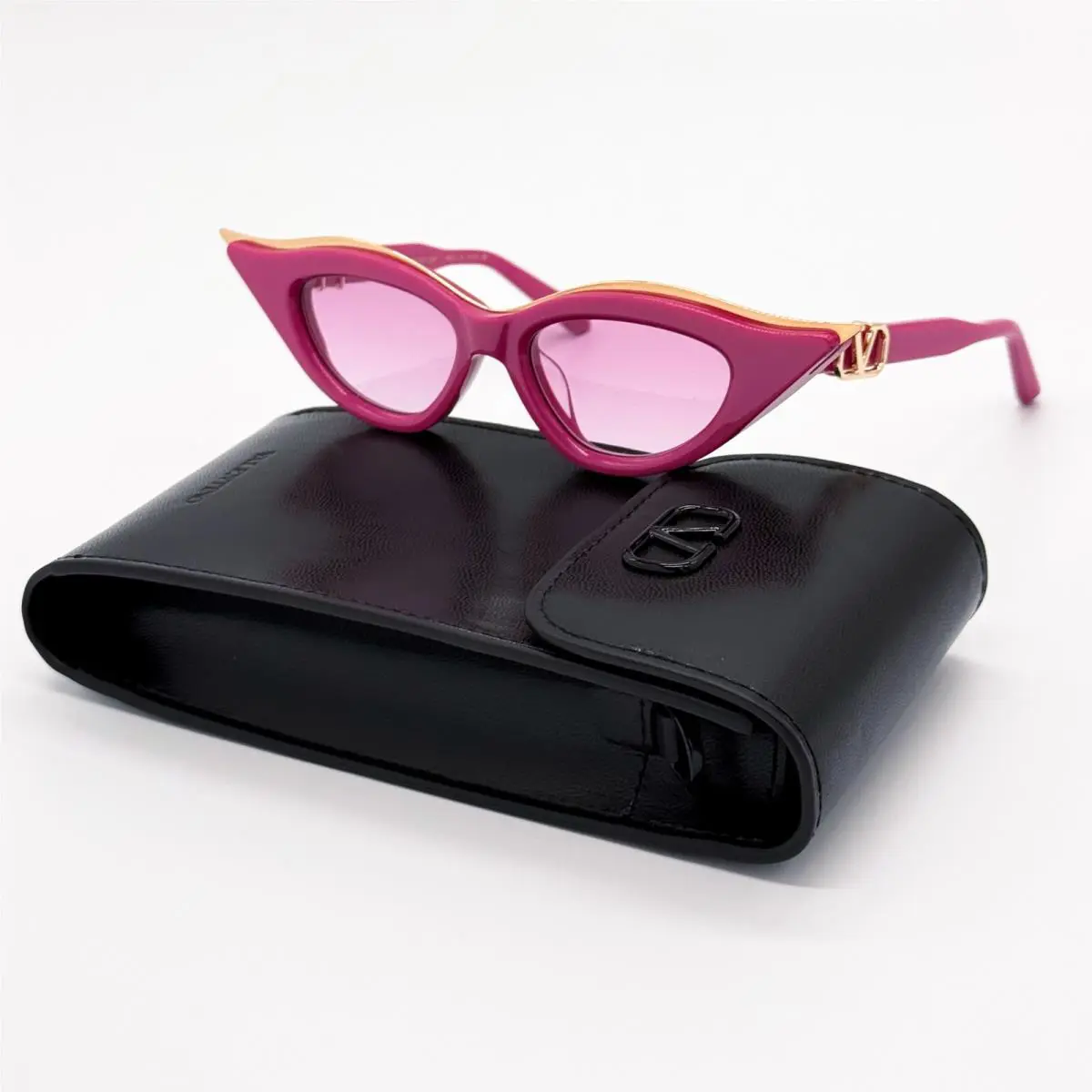 Valentino V-goldcut VLS-114D Pink Women Cat Eye Sunglasses Valentino