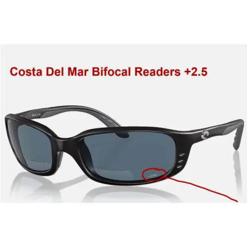Costa Del Mar Brine Readers Sunglasses Matte Black Gray Plastic +2.50 W/case