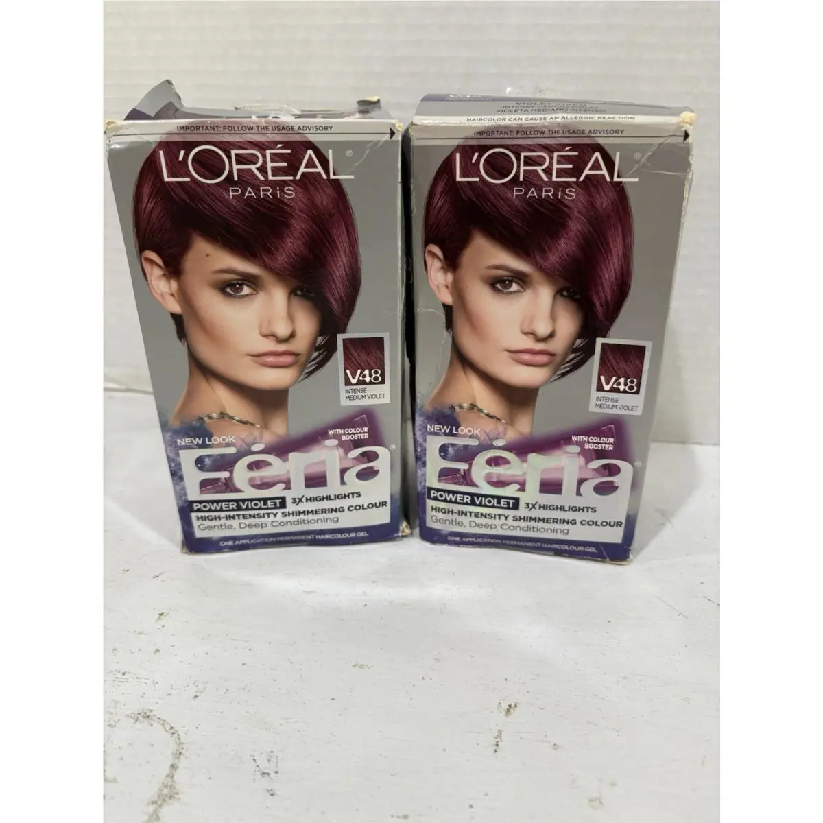 Lot Of 2 Loreal Feria Permanent Hair Color V48 Intense Medium Violet Vixen Box