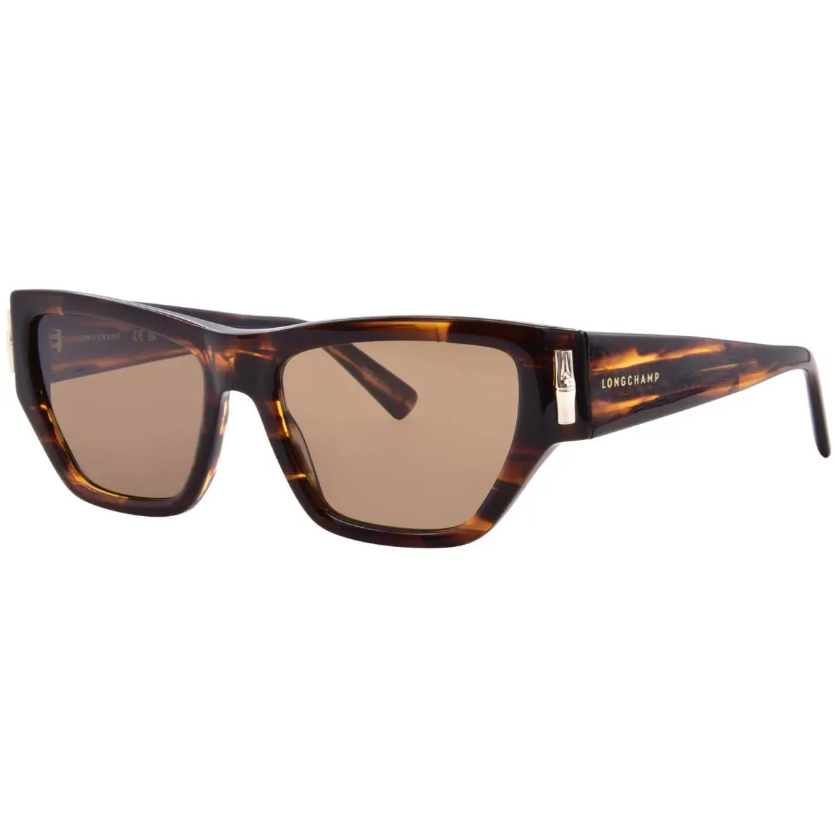 Longchamp LO774S 211 Sunglasses Women`s Striped Brown/green Rectangle Shape 54mm