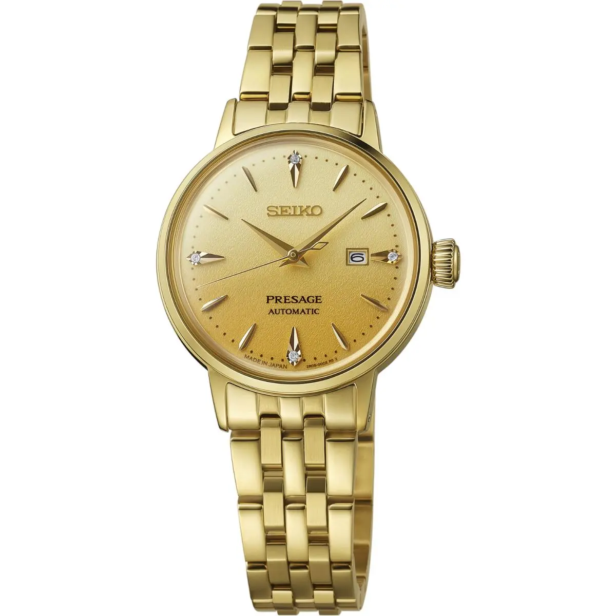 Seiko Presage Cocktail Time SS Automatic Gold Tone Dial Women`s Watch SRE018 - Dial: Gold, Band: Gold, Bezel: Gold