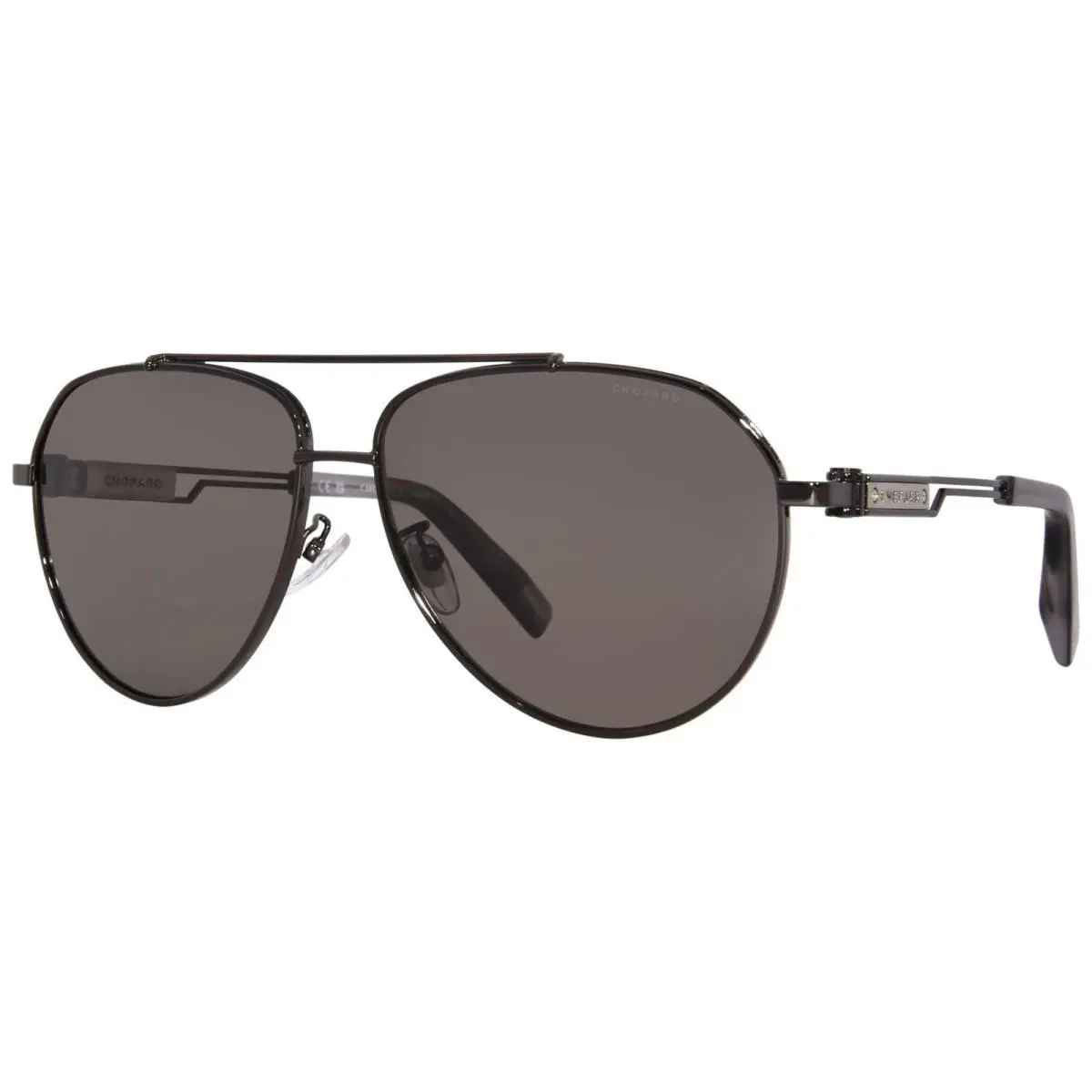 Chopard SCHG63 568P Sunglasses Men`s Gunmetal/polarized Smoke Grey Pilot 62mm