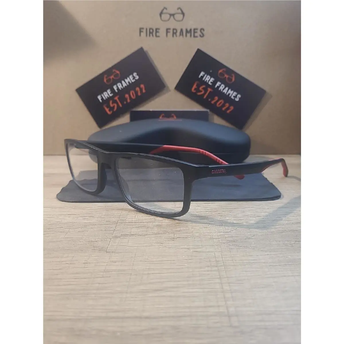 Carrera CA8057/CS 00399 55-17-145 Black/red Full Rim Eyeglasses Frames