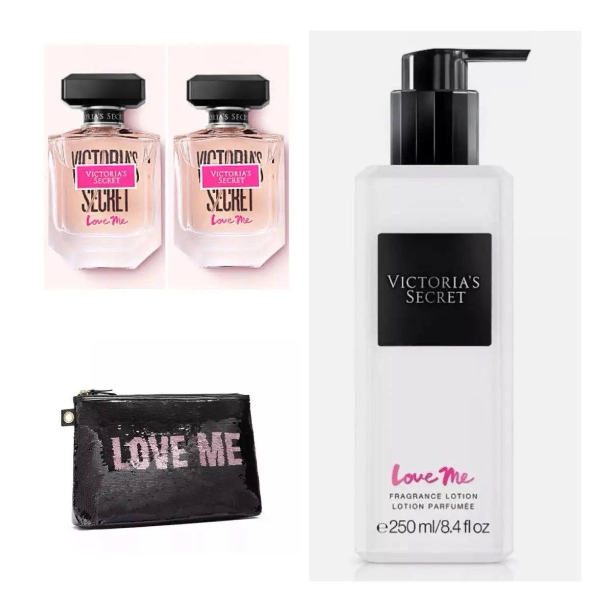 Victoria`s Secret Love ME Eau de Parfum 1.7 Fl.oz. 2 / Lotion / VS Beauty Bag